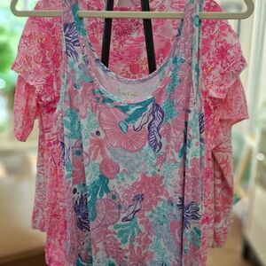 Lilly Pulitzer Coral Print Women's Tank - Lounge Wear Pajamas Cover-up